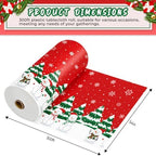 54 Inch X 300 Feet Plastic Table Cover Roll Disposable Christmas Tablecloth Snowman Plastic Table Covers for Christmas Party Decorations - Image 2