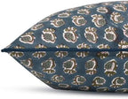 Ridhi Block Print Peacock Blue Pillow Cover 16" x 16" (Pack of 2) Decorative Couch Pillows for Living Room, Farmhouse Chic Boho Cute Outdoor Pillows Covers Gifts for Spring, Mother's Day - Image 4