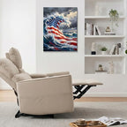 July 4th Patriotic Canvas Wall Art 4th of July USA Decorations American Flag Ocean Waves Abstract Picture Wall Decor Independence Day Home Decor 16x24in - Image 3