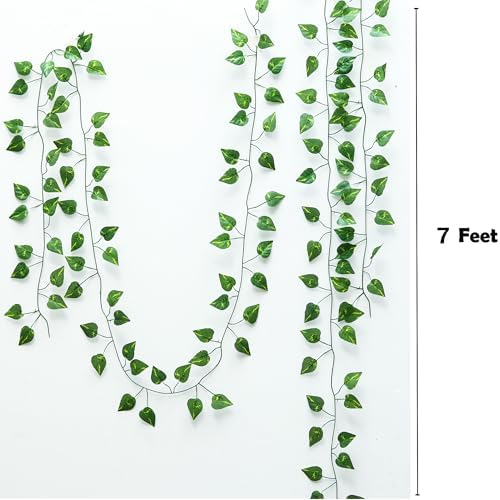 96 Pack 672 Feet Fake Greenery Hanging Garland, Artificial Ivy Leaf Plants, Vine Leaves, Flowers Foliage for Bedroom Garden Wall Decor - Image 3