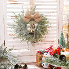 Civaner 6 Pcs 10" Mini Christmas Cabinet Wreaths with Bells and Ribbon - Image 2