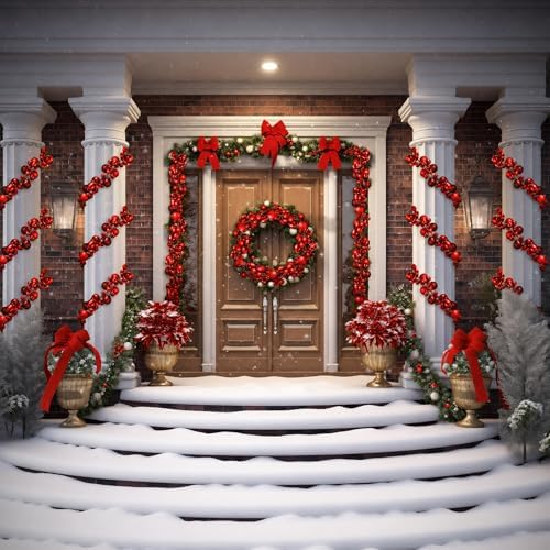 2 Pcs 6 ft Christmas Ball Ornament Garland, Mixed Red - Image 7