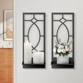 Candle Wall Sconces Set of 2, Black Metal Minimalism Wall Candle Holder for Living Room, Dining Room, Bedroom, Bathroom (2 Pack, 16.5 x 7 in) by Sokurdeg