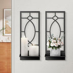 Candle Wall Sconces Set of 2, Black Metal Minimalism Wall Candle Holder for Living Room, Dining Room, Bedroom, Bathroom (2 Pack, 16.5 x 7 in) by Sokurdeg