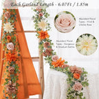 Waipfaru 6Ft Fall Garland Decor, 2 Pack Eucalyptus Flower Garland for Table - Image 2