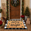 Tinideya 2 Pcs Christmas Door Mat Outdoor Layered Merry Bright Welcome Mat by Tinideya