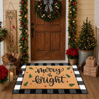 Tinideya 2 Pcs Christmas Door Mat Outdoor Layered Merry Bright Welcome Mat by Tinideya