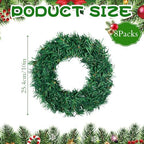 8 Pcs Christmas Wreath 10 Inch Green Artificial Wreaths DIY Faux Plain Wreaths Front Door Green Farmhouse Cabinets Wreath Indoor Outdoor Wall Decor(Fresh) - Image 2