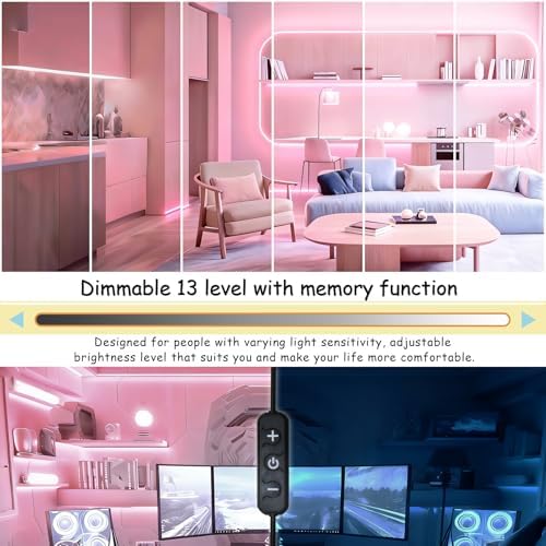 2 Set Pink 40 Feet Led Lights Strip Room Decor 40FT Rope Lights Easy DIY Princess Bedroom Cuttable Strip Lights for Baby Room Bathroom Living Room Kitchen Ceiling Wall Vanity Mirror Decoration - Image 4