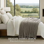 EverGrace Chenille Knit Throw Blanket for Couch, 50"x60", Taupe - Image 2