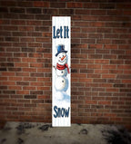 Let it snow Porch Board Welcome Sign for Front Door Porch Deck Patio or Wall - Indoor Outdoor Decorative Christmas Holiday Farmhouse Rustic Vertical Porch Decor - Image 2