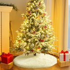 60 Inch Plush Christmas Tree Skirt White, Fluffy Faux Fur Tree Skirt for Christmas Holiday Party Decorations - Image 2