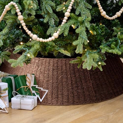Hommtina Christmas Tree Collar- 42",Christmas Tree Base Christmas Basket Collar for Home, Living Room,for Covering Tree Stand (Brown4, 42 in) - Image 4