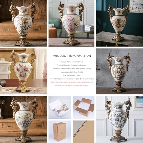 Tall Table Modern Vase,Large Ceramic Flower Vases for Shelf Home Decor,Creative Classic Pink Vase 16.5 inch,Sophisticated Vessel for Decorative Branches and Dried Flower. (Art Pattern) - Image 6
