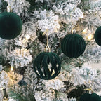 20Pcs Green Velvet Christmas Ornaments Set,2.36In Flocked Ornaments Balls - Image 5
