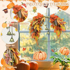 Thanksgiving Fall Wreath for Front Door 15.7 Inch Autumn Wreath Harvest Wreaths with Pine Cones Maple Leaves Berries Autumn Fall Decorations for Porch Wall Outdoor Indoor Festival Party Decor - Image 4