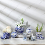 6 Pcs Small Blue and White Vases Chinoiserie Porcelain Vase, Novelty by Hushee