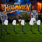 Halloween Solar Lights for Outdoor Decorations, 5 Pack Ghost Pathway Lights, Solar Ghost Lights for Garden, Yard, Party Halloween Decor（Dull） - Image 3