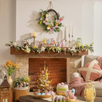 Valery Madelyn Pre-Lit Easter Wreath for Front Door, Unique Egg Shaped Spring Wreath Decoration with Bunny, Pastel Eggs & Tulip Daisy Flower, Artificial Farmhouse Indoor Outdoor Wall Window Decor-16'' - Image 2