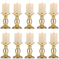 Nuptio Pillar Candle Holders, Wedding Centerpieces Metal Candle Holder Candles Stand Decoration Ideal for Weddings Special Events Parties Living Room (10 x S, Gold) by Nuptio