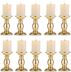 Nuptio Pillar Candle Holders, Wedding Centerpieces Metal Candle Holder Candles Stand Decoration Ideal for Weddings Special Events Parties Living Room (10 x S, Gold) by Nuptio