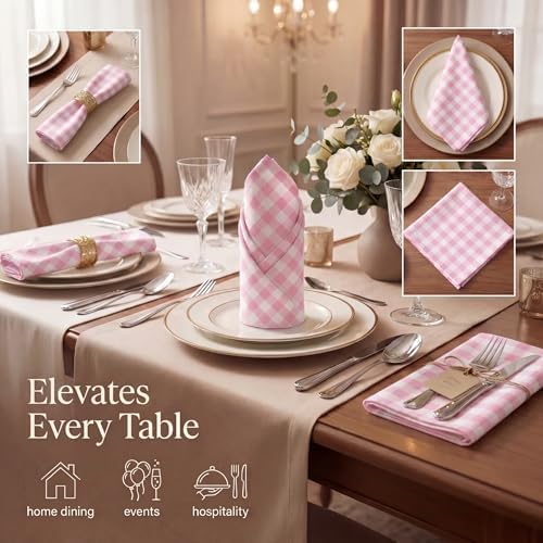 Urban Villa Cloth Napkins Cotton 12x12 (Set of 12) Pink/White - Image 2