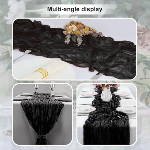 10 Pack Black 35x120 Inch Cheesecloth Table Runner - Image 5