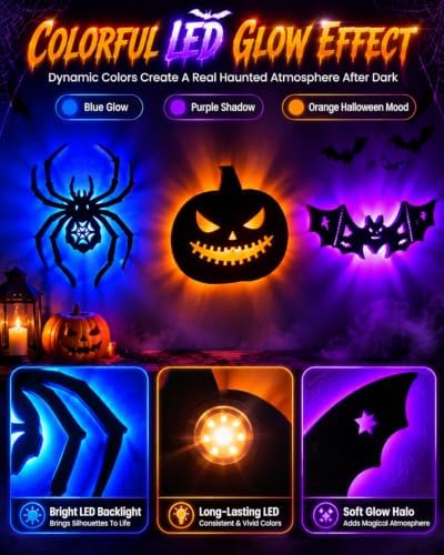 Halloween LED Wall Decor Lights, 3D Bat Stickers Window Clings Decorations - Image 4