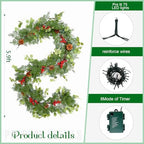 Joyhalo 6FT Christmas Garland with Lights Battery Operated - Image 2