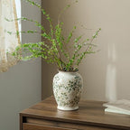 Ceramic Flower Vase for Home Decor, Vintage Green Decorative Vase 8 Inch - Image 2
