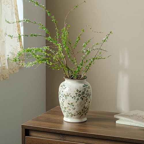 Ceramic Flower Vase for Home Decor, Vintage Green Decorative Vase 8 Inch - Image 2