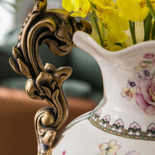 Tall Table Modern Vase,Large Ceramic Flower Vases for Shelf Home Decor,Creative Classic Pink Vase 16.5 inch,Sophisticated Vessel for Decorative Branches and Dried Flower. (Bird Bloom Pink) - Image 4