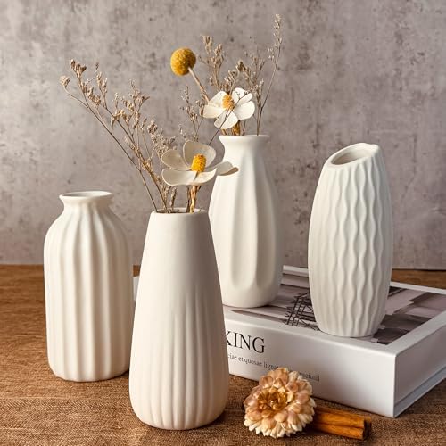 White Vase Set of 12, Small White Bulk Bud Vases for Pampas Grass for Wedding Table Centerpieces Decoration, Modern Boho for Rustic Vase. - Image 2