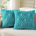 decorUhome Faux Fur Plush Soft Turquoise Throw Pillow Covers 26x26 Set of 2 by decorUhome