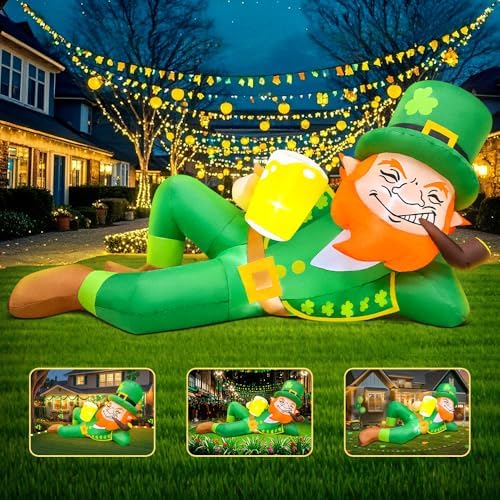 KOOY 6FT St Patricks Day Inflatables Outdoor Decorations Leprechaun Inflatable St Patricks Day Blow up Yard Decorations with Lights St Patricks Decorations for Holiday Party Irish Decor - Image 3