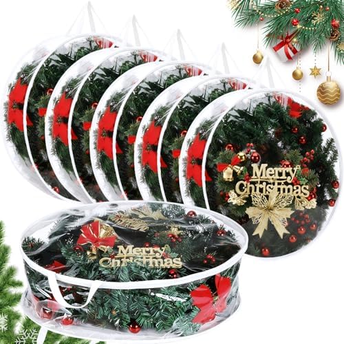Shappy 6 Pcs 36 Inch Clear Wreath Storage Bags PVC Waterproof, White by Shappy