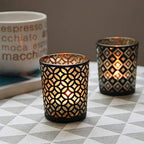 SHMILMH Black Gold Glass Votive Candle Holders Set of 12 - Image 3