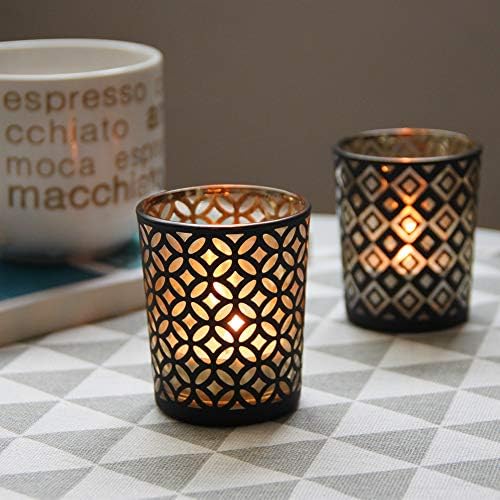 SHMILMH Black Gold Glass Votive Candle Holders Set of 12 - Image 3