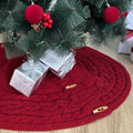 36-Inch Cable Sweater Knit Christmas Tree Skirt with Wooden Toggles, Burgundy by StarryDynamo