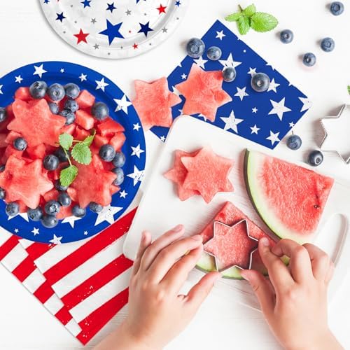 4th of July Party Supplies Set-American Patriotic Theme for Independence & Election Day Decorations, Includes Dinner & Dessert Plates, Napkins- for Patriotic & 4th of July Party Decorations-48 Guests - Image 5