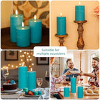 Teal Flameless Candles, Wax Battery Operated Candles with Remote - Image 6