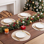 Buryeah 24 Pieces 13 Inch Christmas Round Placemats Circle Woven Place Mats Boho Decor Dining Table Mats Table Scape Hosting Friends for Wedding Birthday Dinner Parties (Beige) - Image 5