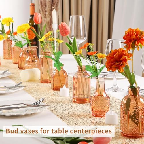 Valentine's Day Glass Bud Vases,Versatile Small Bud vases for Home and Wedding Decor, Exquisite Bridal Shower Table Centerpieces,Aromatherapy Bottles,Candle Holder, Gifts Idea(Pack of 30,Amber) - Image 3