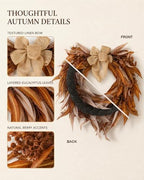 24IN Artificial Brown Eucalyptus Fall Wreath for Front Door - Image 3