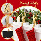 Fonder Mols Reindeer Christmas Stocking Holders for Mantle Set of 2, Deer Xmas Fireplace Hanger Hooks Metal Grips Clips Mantel Hooks (Gold) - Image 5