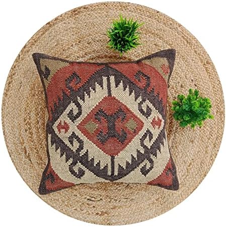 Trade Star 70% Jute 30% Wool Cushion Cover Handwoven Kilim Pillow Cover 18x18 Inches Authentic Throw Pillow Case Square Pillow Sham Boho Decorative Vintage Kilim Cushion Case for Outdoor Decor - Image 6