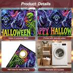 6x13FT Halloween Blacklight Neon Garage Door Cover Decorations happy Halloween Skull Garage Door Banner for Outdoor Indoor Halloween Decorations Party Photography Backdrop - Image 3
