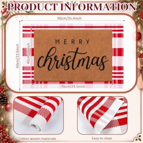 Moucuny 2 Pcs Christmas Front Door Mat Outdoor, Merry Christmas, Non Slip - Image 3