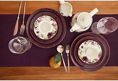 Solino Home 100% Pure Linen Table Runner Burgundy Long, Athena 14 x 120 in - Image 3