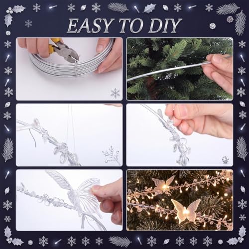 Retisee Crystal Christmas Tree Decor Acrylic Garland, Clear, Butterfly - Image 4